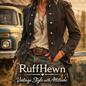 RuffHewn Military Style Denim Jacket - Vintage